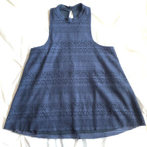 Hollister Tank Top Gray Mock Neck Lace Tank Medium